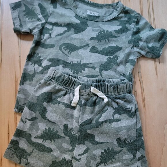 The Children's Place Toddler Dinosaur Camoflauge Shorts Set - Size 18-24 Months - Picture 1 of 4